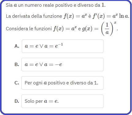 Selezione invalsi matematica secondaria secondo grado derivata di funzioni