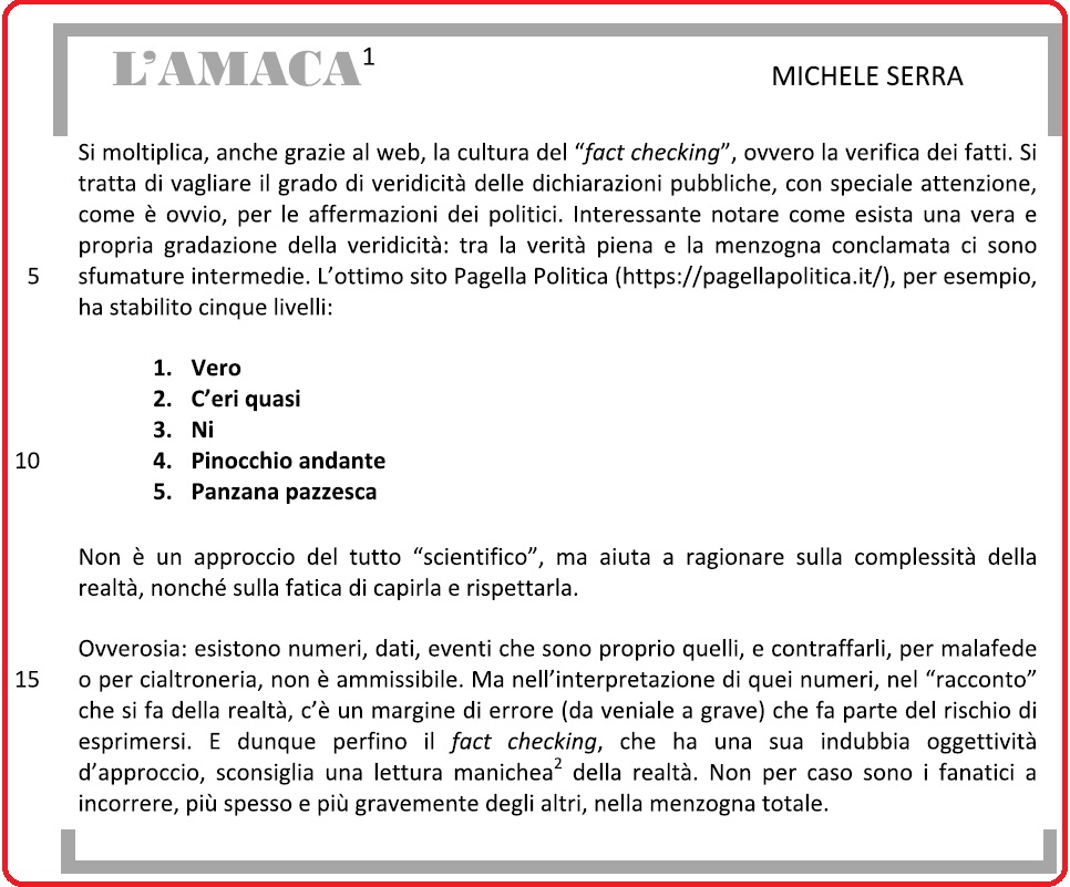 Selezione invalsi italiano secondaria secondo grado seconda L amaca