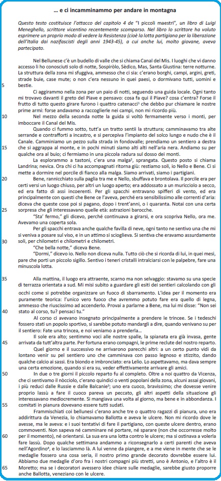 Selezione invalsi italiano secondaria secondo grado seconda ci incamminammo per andare