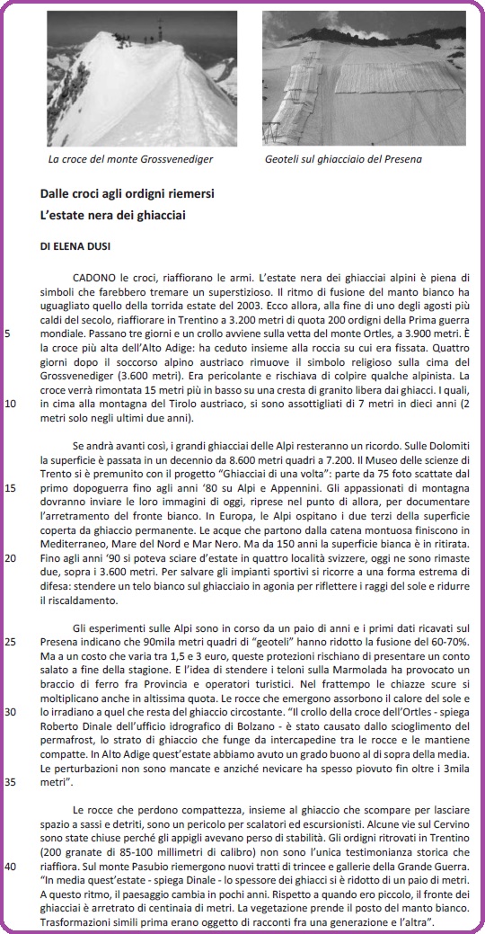 Selezione invalsi italiano secondaria secondo grado seconda croci e ordigni