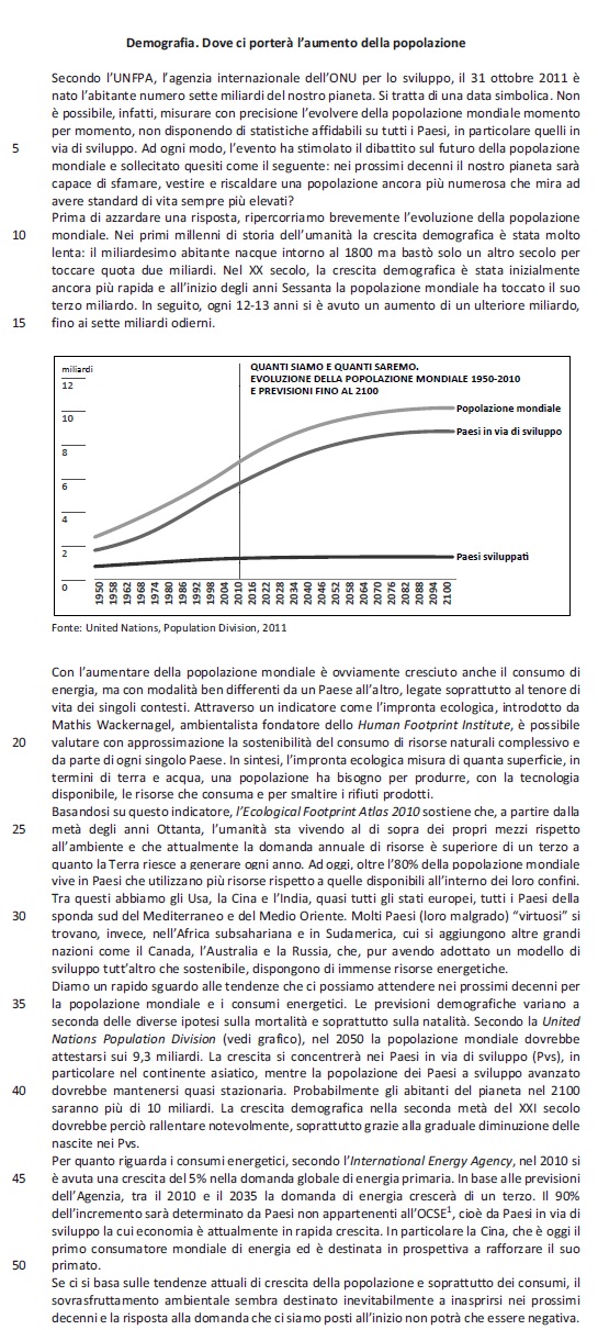 Selezione invalsi inglese secondaria classe terza italiano demografia