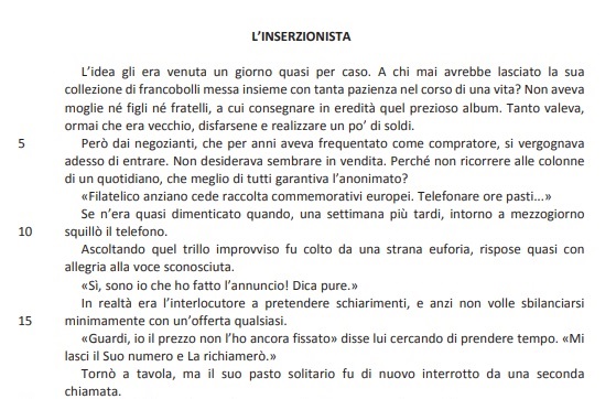 Selezione invalsi inglese secondaria classe terza italiano l inserzionista parte prima