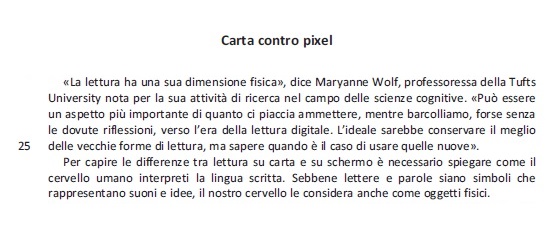 Selezione invalsi inglese secondaria classe terza italiano testo pixel parte seconda