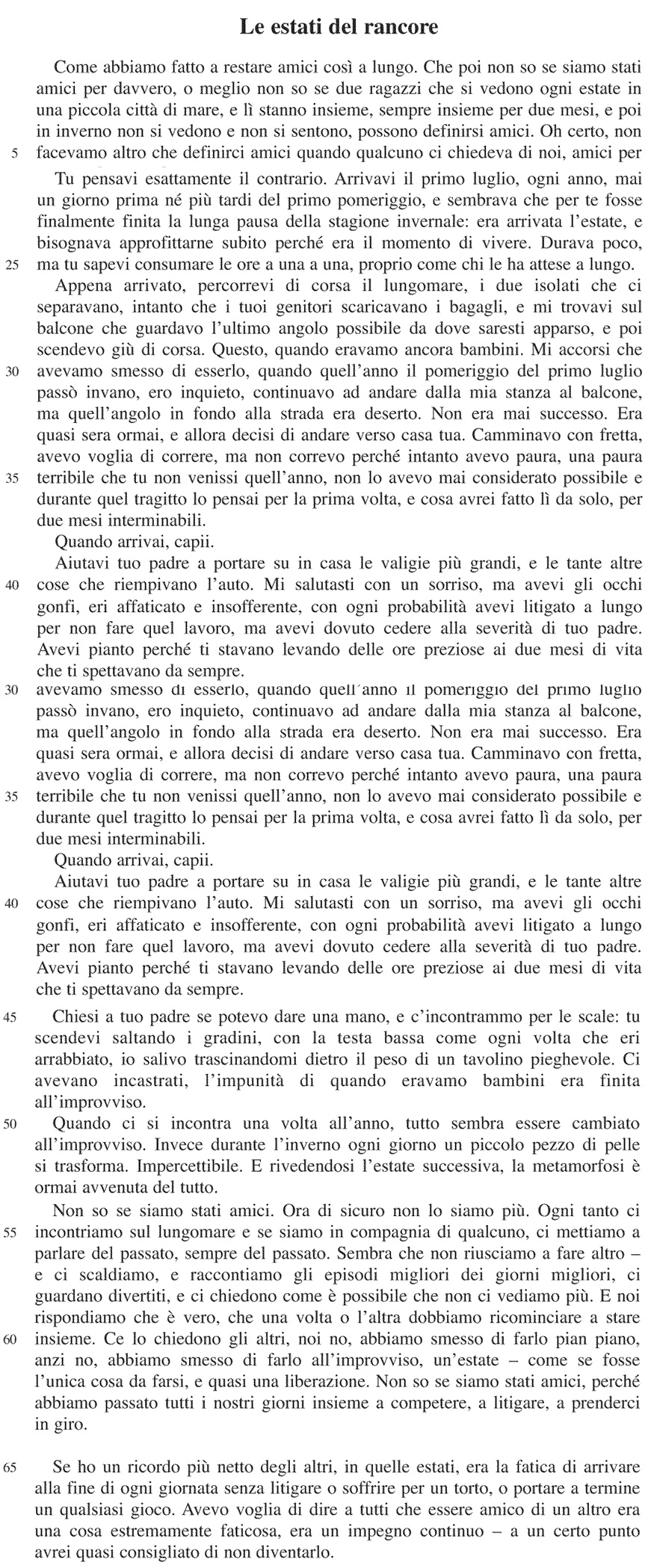 Selezione invalsi inglese secondaria classe terza le estati del rancore