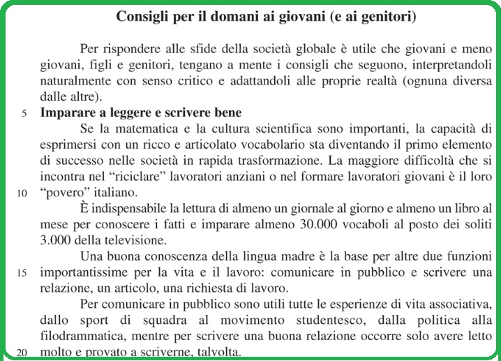 Selezione invalsi italiano secondaria secondo grado terza consigli per il domani 01